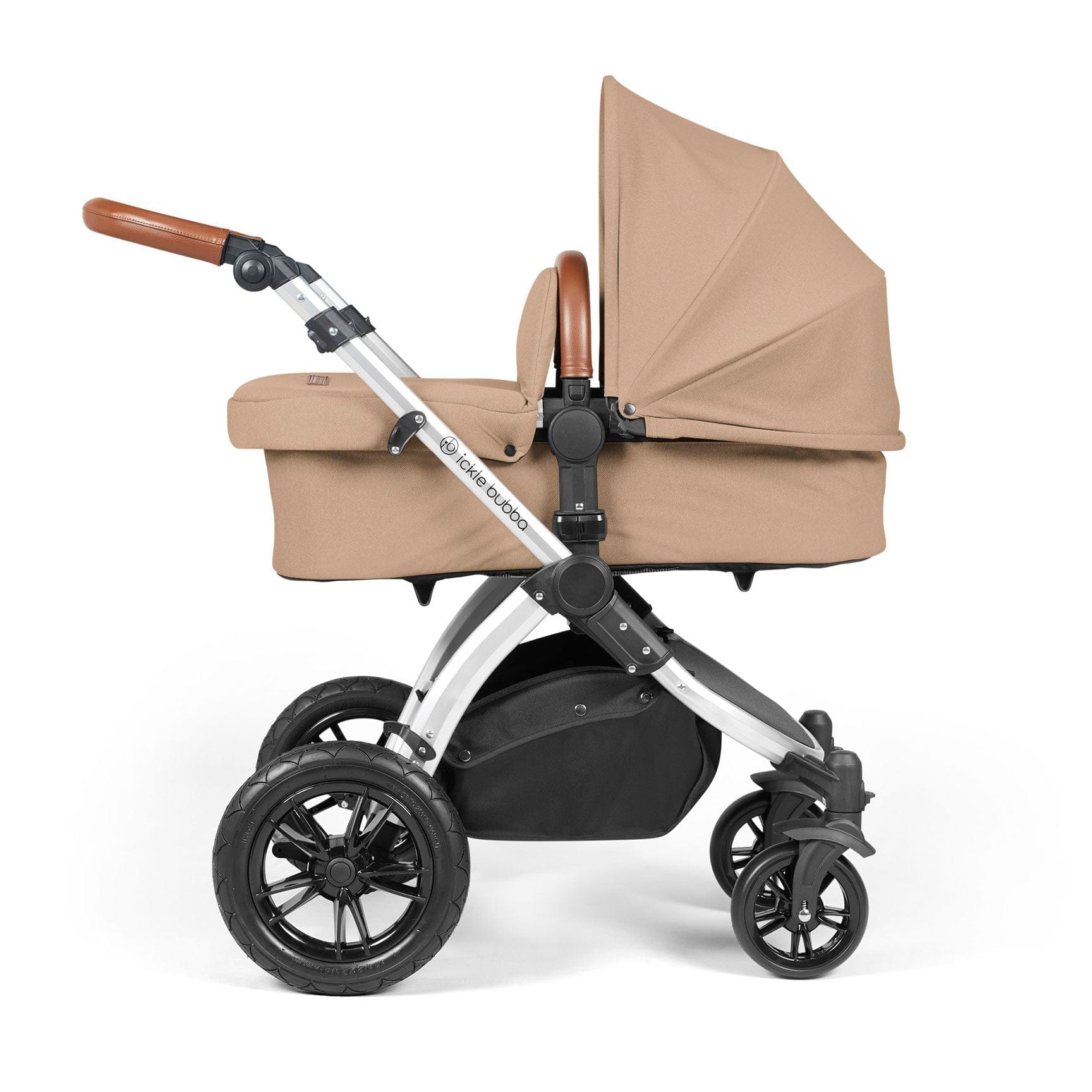 Ickle Bubba Stomp Luxe 2-in-1 Plus Pushchair & Carrycot in Silver/Desert/Tan Travel Systems 10-003-001-258 5056515026344