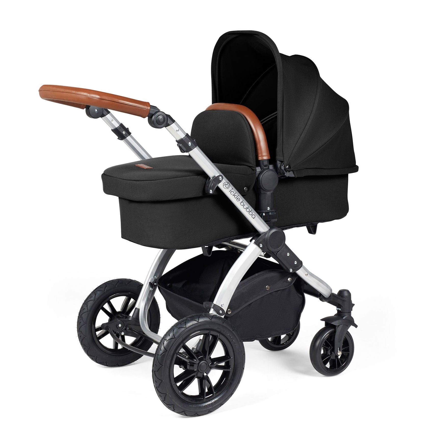 Ickle Bubba Stomp Luxe 2-in-1 Plus Pushchair & Carrycot in Silver/Midnight/Tan Travel Systems 10-003-001-250 5056515026283