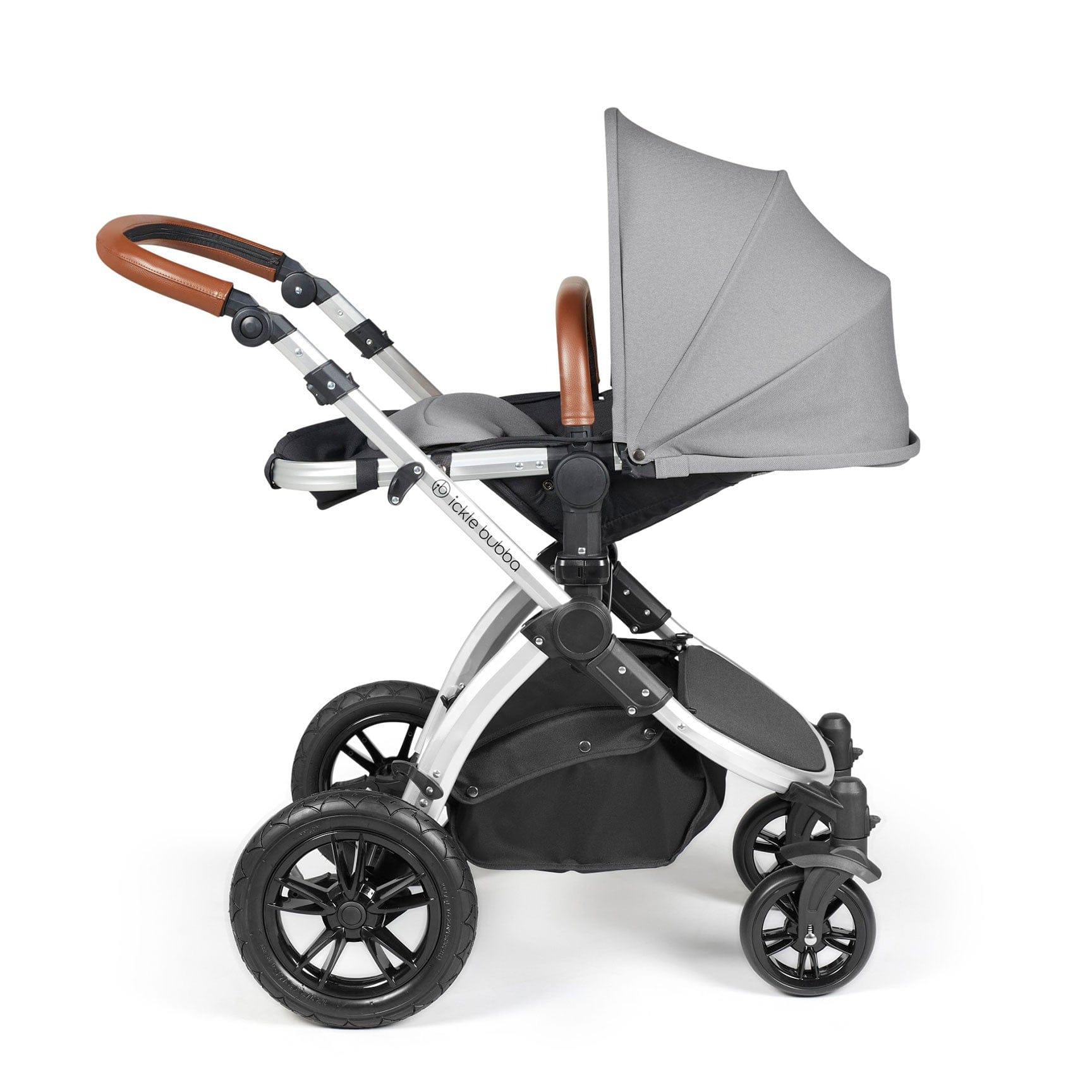 Ickle Bubba Stomp Luxe 2-in-1 Plus Pushchair & Carrycot in Silver/Pearl Grey/Tan Travel Systems 10-003-001-260 5056515026320