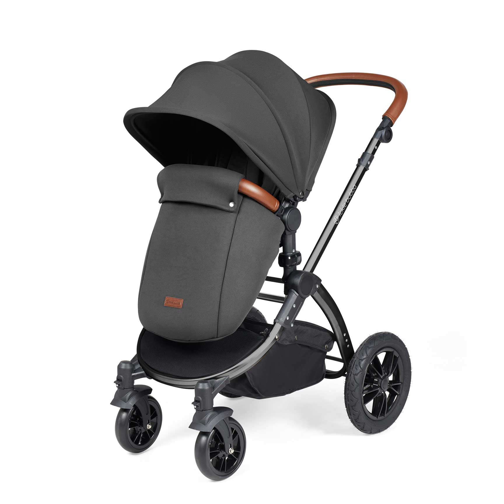 Ickle Bubba Stomp Luxe All-in-One Travel System with Isofix Base in Black/Charcoal Grey/Tan Travel Systems 10-011-300-207 5056515026443