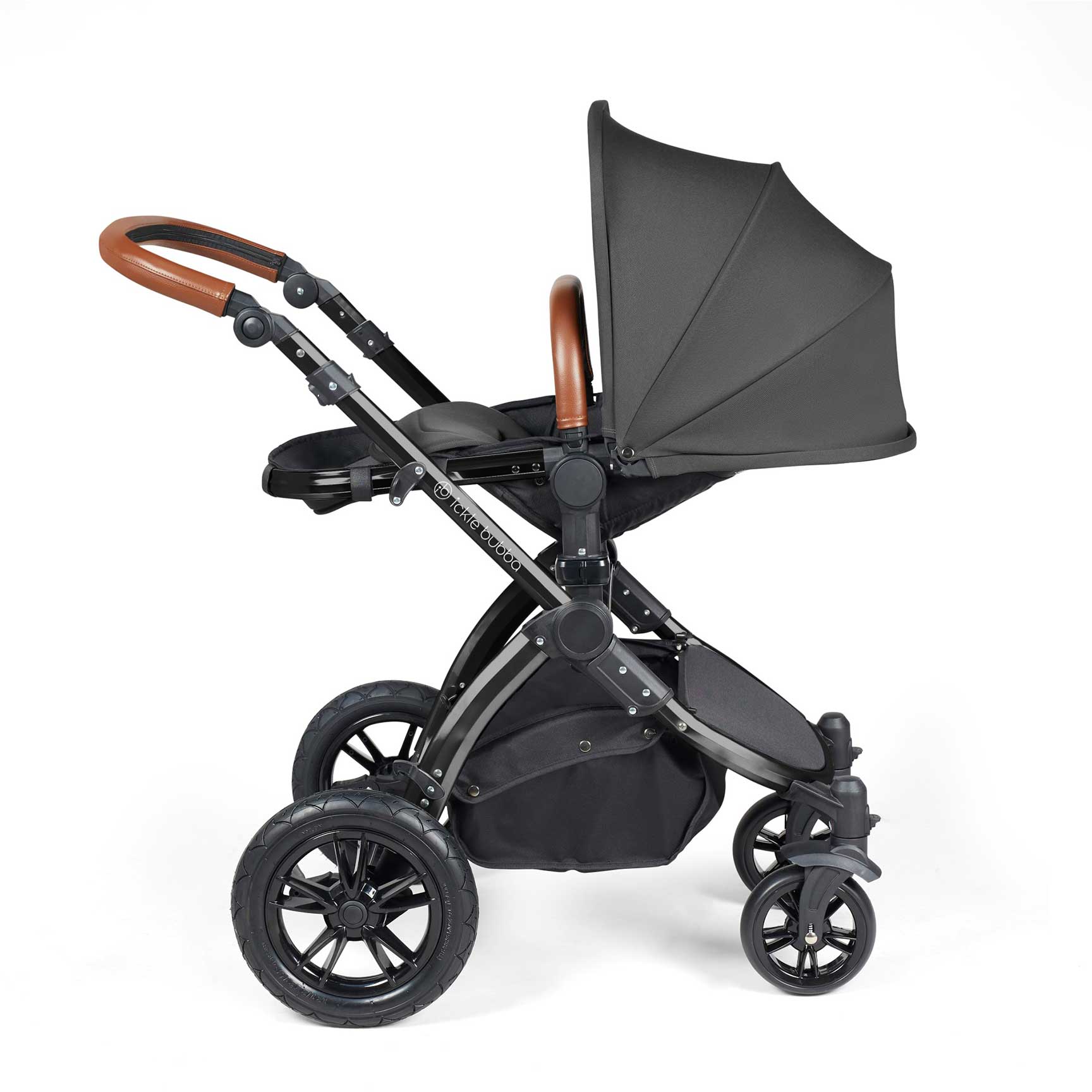 Ickle Bubba Stomp Luxe All-in-One Travel System with Isofix Base in Black/Charcoal Grey/Tan Travel Systems 10-011-300-207 5056515026443