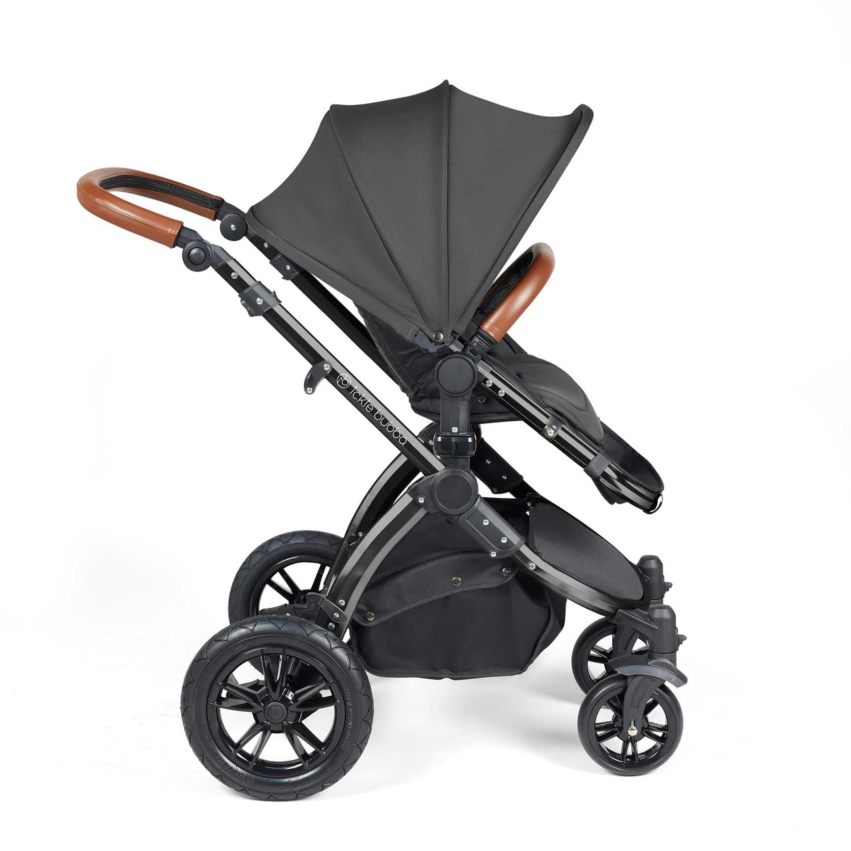 Ickle Bubba Stomp Luxe All-in-One Travel System with Isofix Base in Black/Charcoal Grey/Tan Travel Systems 10-011-300-207 5056515026443