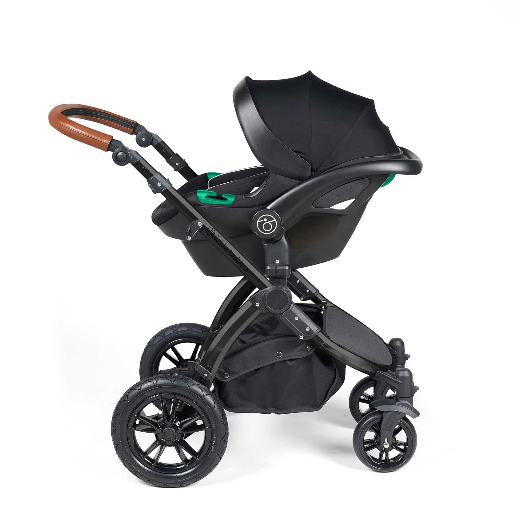 Ickle Bubba Stomp Luxe All-in-One Travel System with Isofix Base in Black/Charcoal Grey/Tan Travel Systems 10-011-300-207 5056515026443