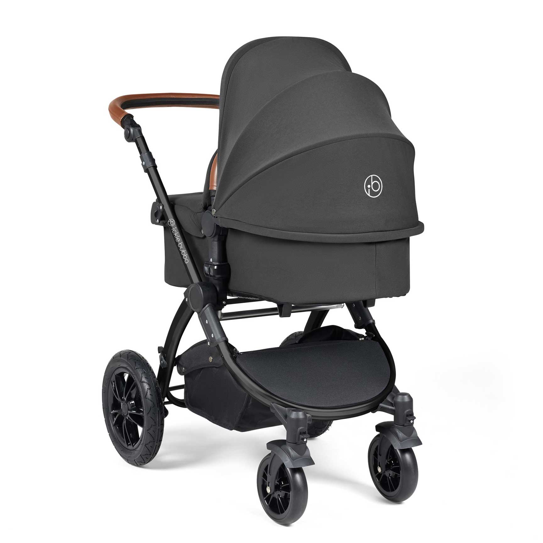 Ickle Bubba Stomp Luxe All-in-One Travel System with Isofix Base in Black/Charcoal Grey/Tan Travel Systems 10-011-300-207 5056515026443