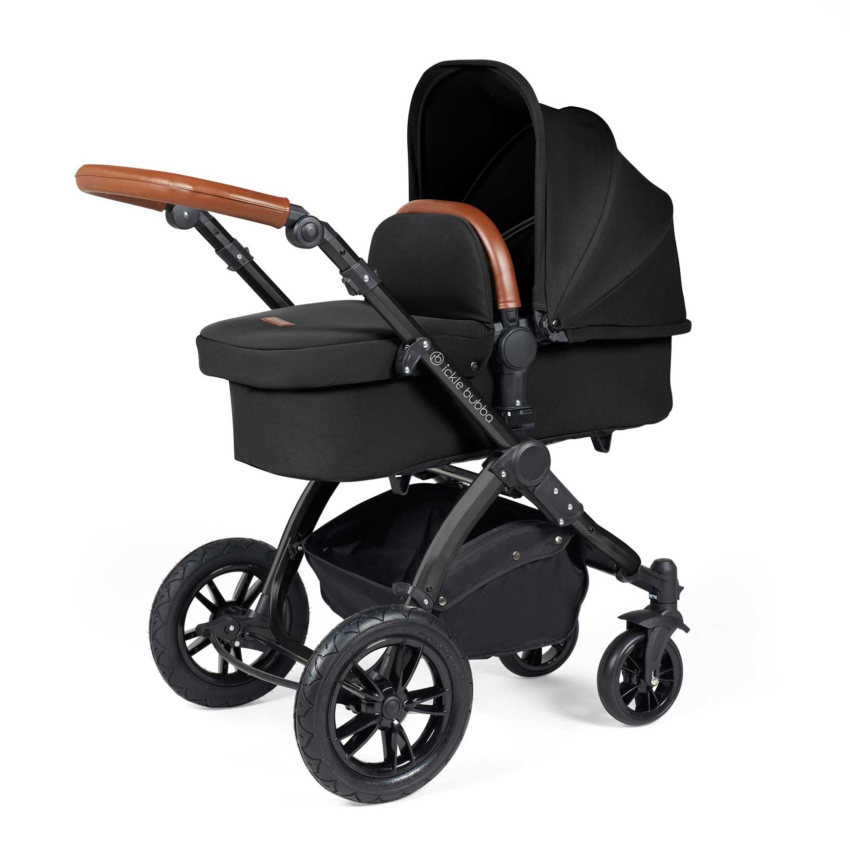 Ickle Bubba Stomp Luxe All-in-One Travel System with Isofix Base in Black/Midnight/Tan Travel Systems 10-011-300-203 5056515026429