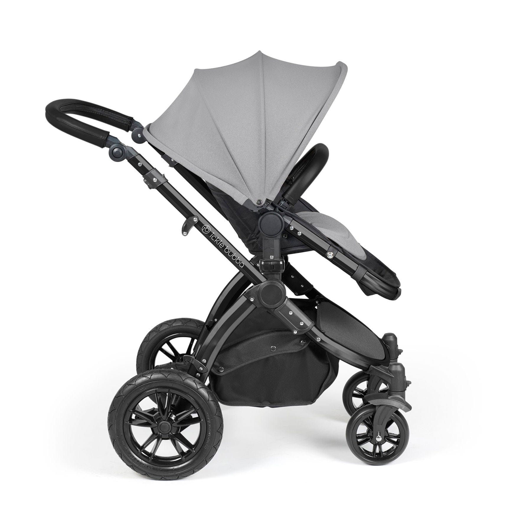 Ickle Bubba Stomp Luxe All-in-One Travel System with Isofix Base in Black/Pearl Grey/Black Travel Systems 10-011-300-210 5056515026474