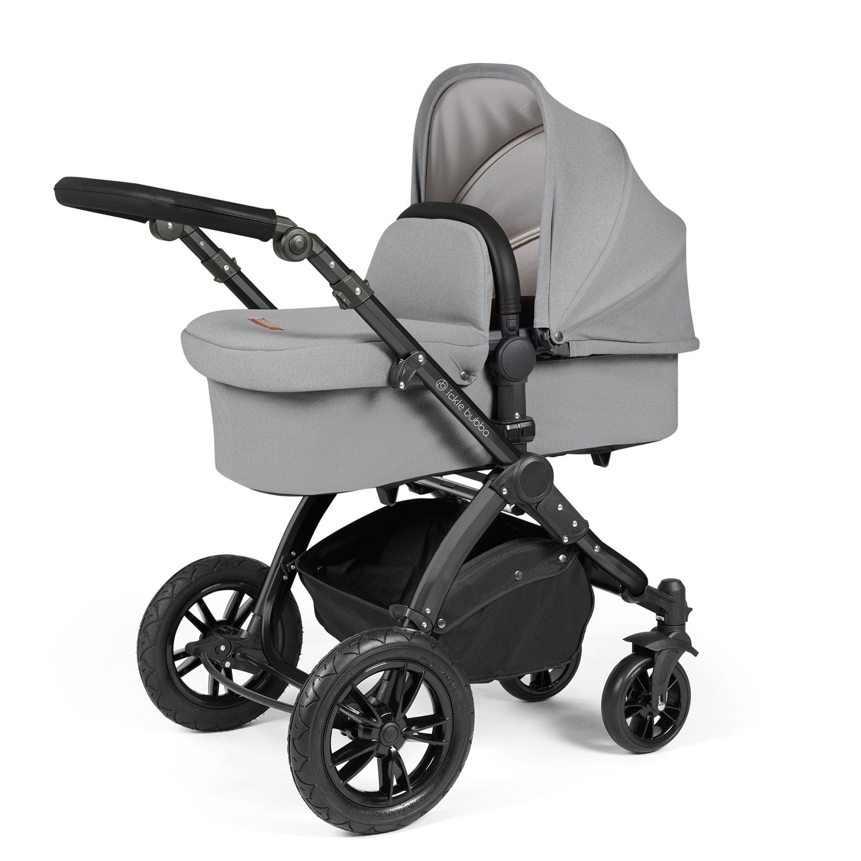 Ickle Bubba Stomp Luxe All-in-One Travel System with Isofix Base in Black/Pearl Grey/Black Travel Systems 10-011-300-210 5056515026474