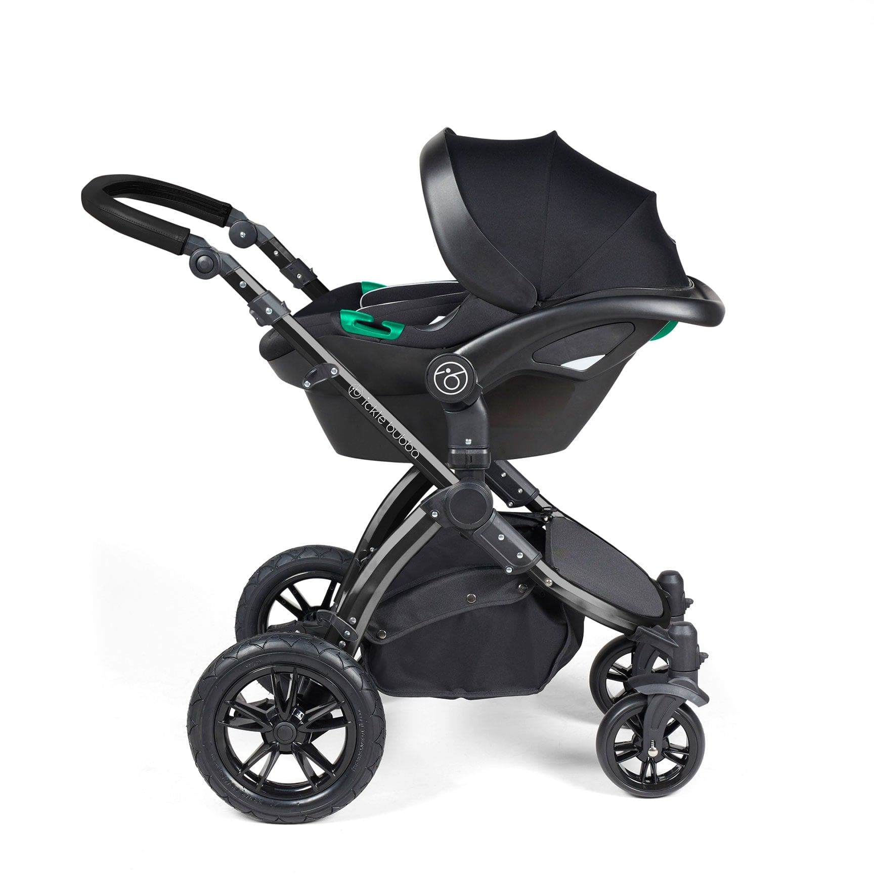 Ickle Bubba Stomp Luxe All-in-One Travel System with Isofix Base in Black/Pearl Grey/Black Travel Systems 10-011-300-210 5056515026474