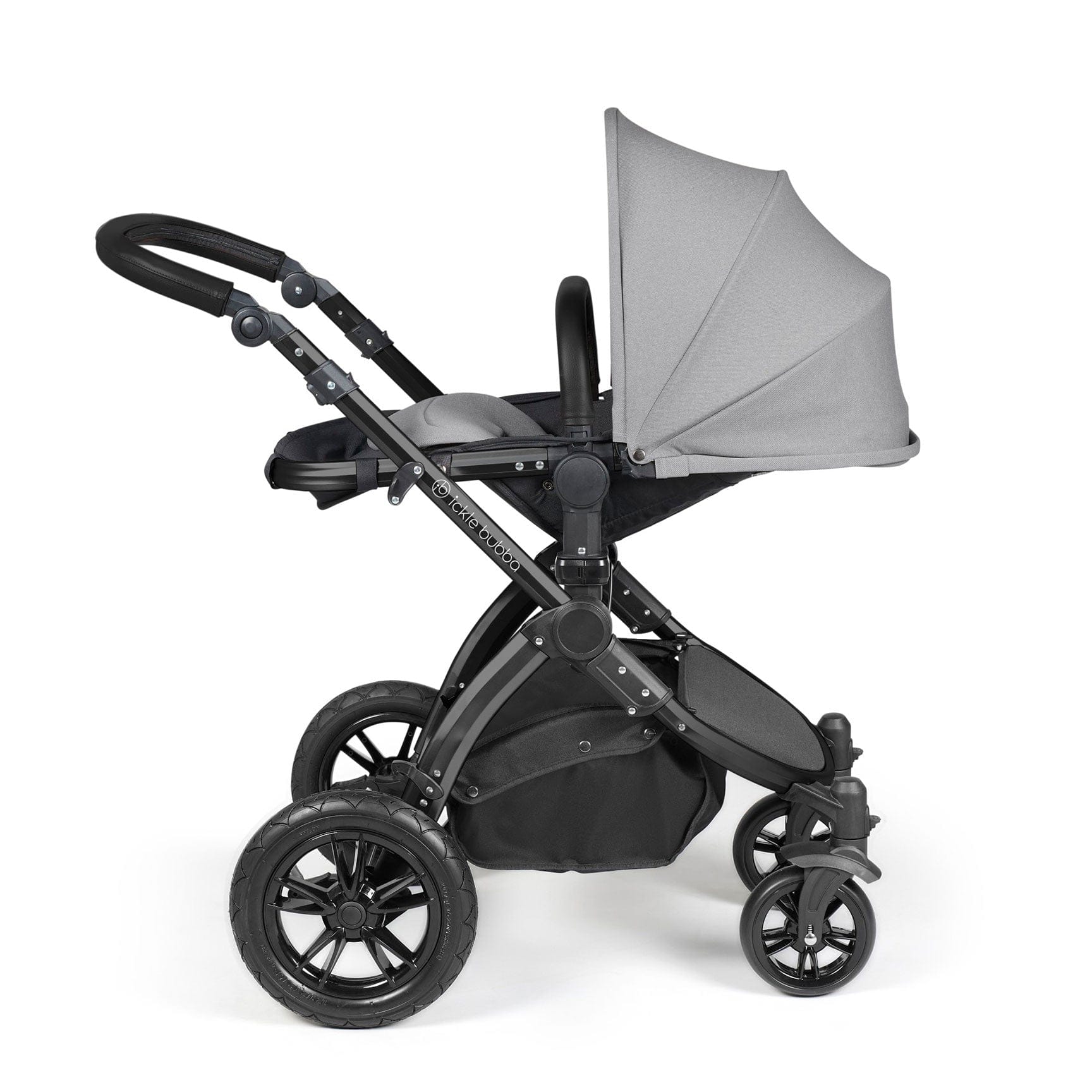 Ickle Bubba Stomp Luxe All-in-One Travel System with Isofix Base in Black/Pearl Grey/Black Travel Systems 10-011-300-210 5056515026474