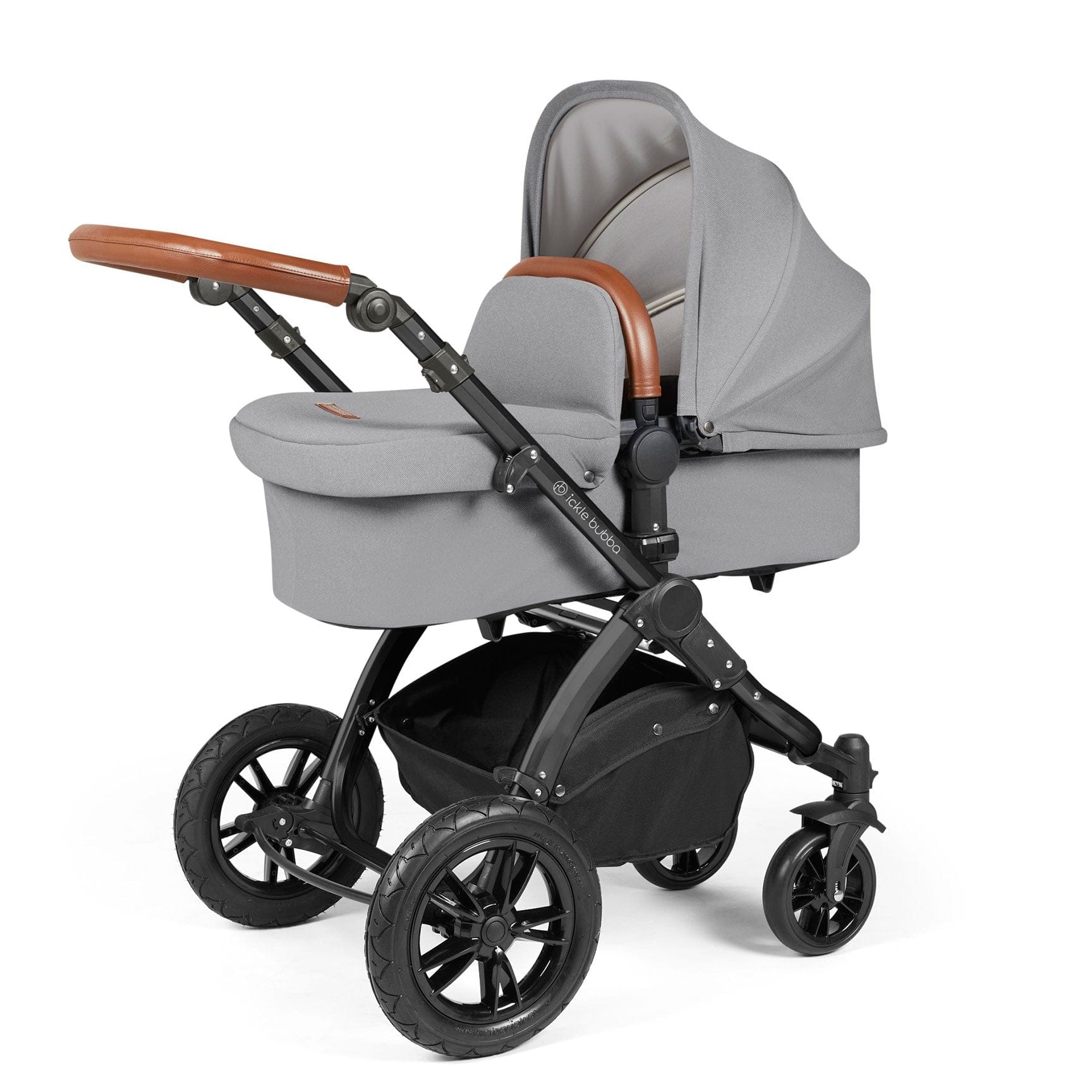 Ickle Bubba Stomp Luxe All-in-One Travel System with Isofix Base in  Black/Pearl Grey/Tan Travel Systems 10-011-300-211 5056515026467