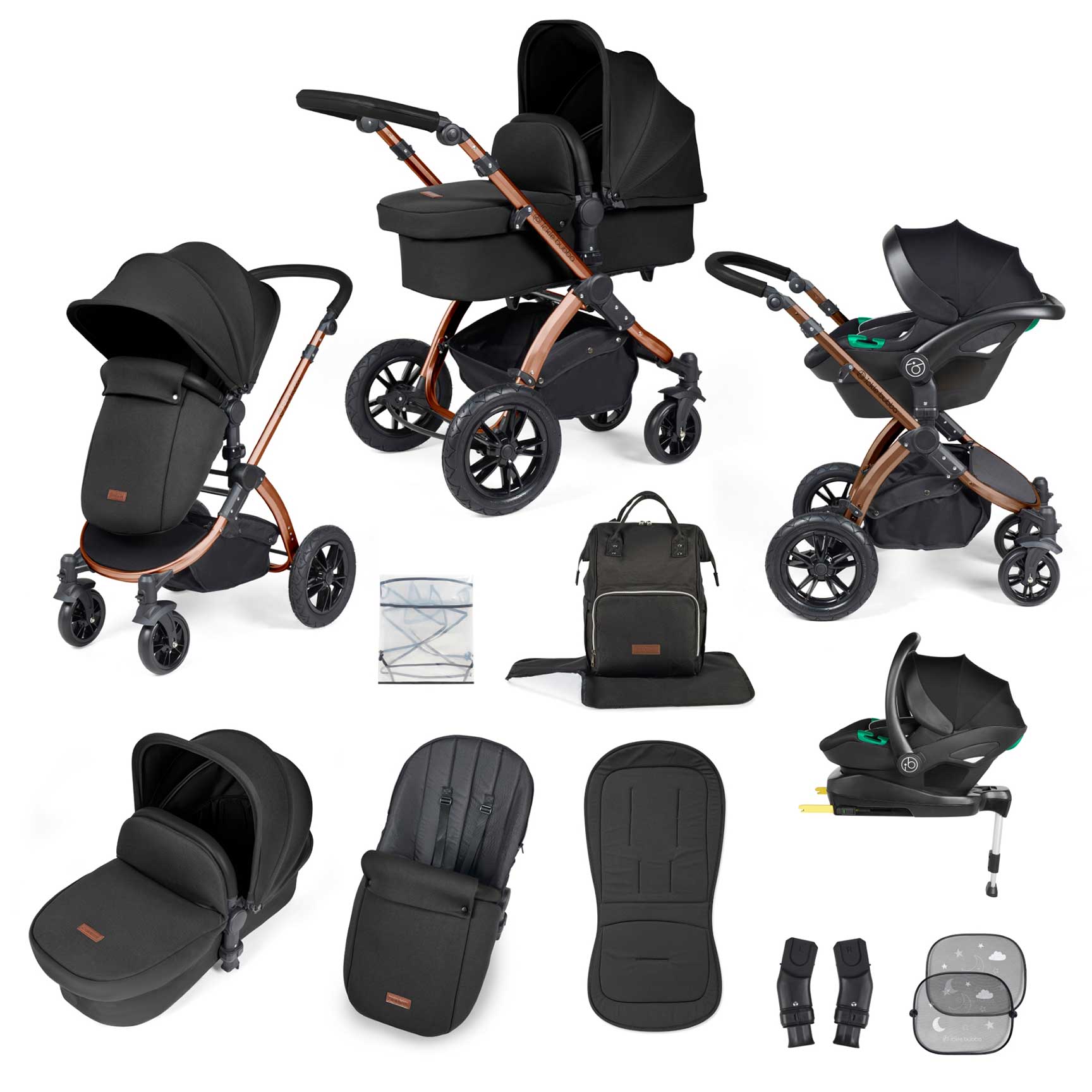Ickle Bubba Stomp Luxe All-in-One Travel System with Isofix Base in Bronze/Midnight/Black Travel Systems 10-011-300-139 5056515026610