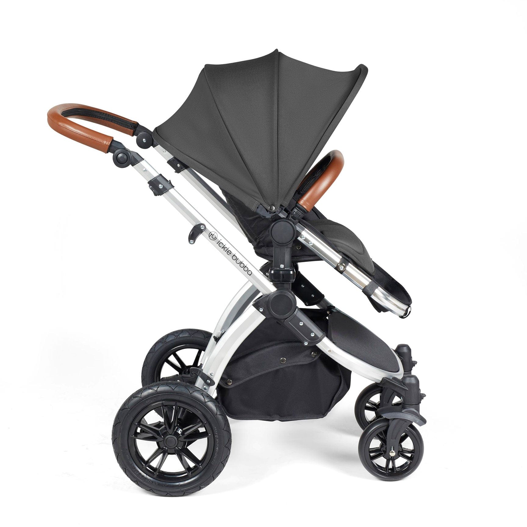 Ickle Bubba Stomp Luxe All-in-One Travel System with Isofix Base in Silver/Charcoal Grey/Tan Travel Systems 10-011-300-255 5056515026542