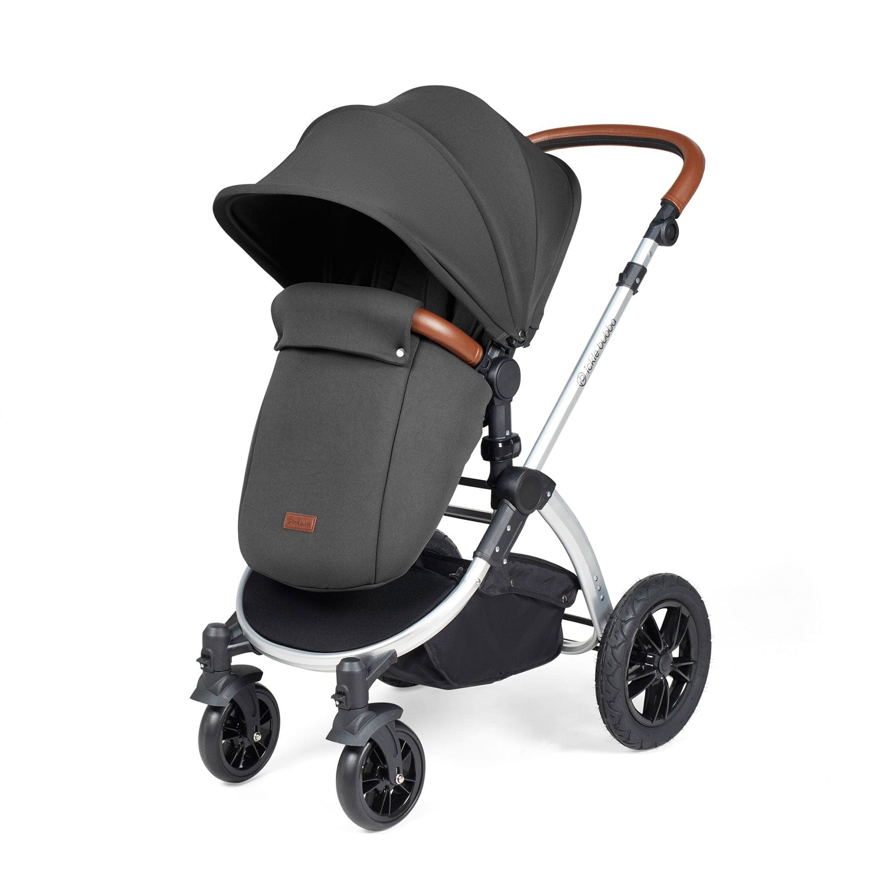 Ickle Bubba Stomp Luxe All-in-One Travel System with Isofix Base in Silver/Charcoal Grey/Tan Travel Systems 10-011-300-255 5056515026542
