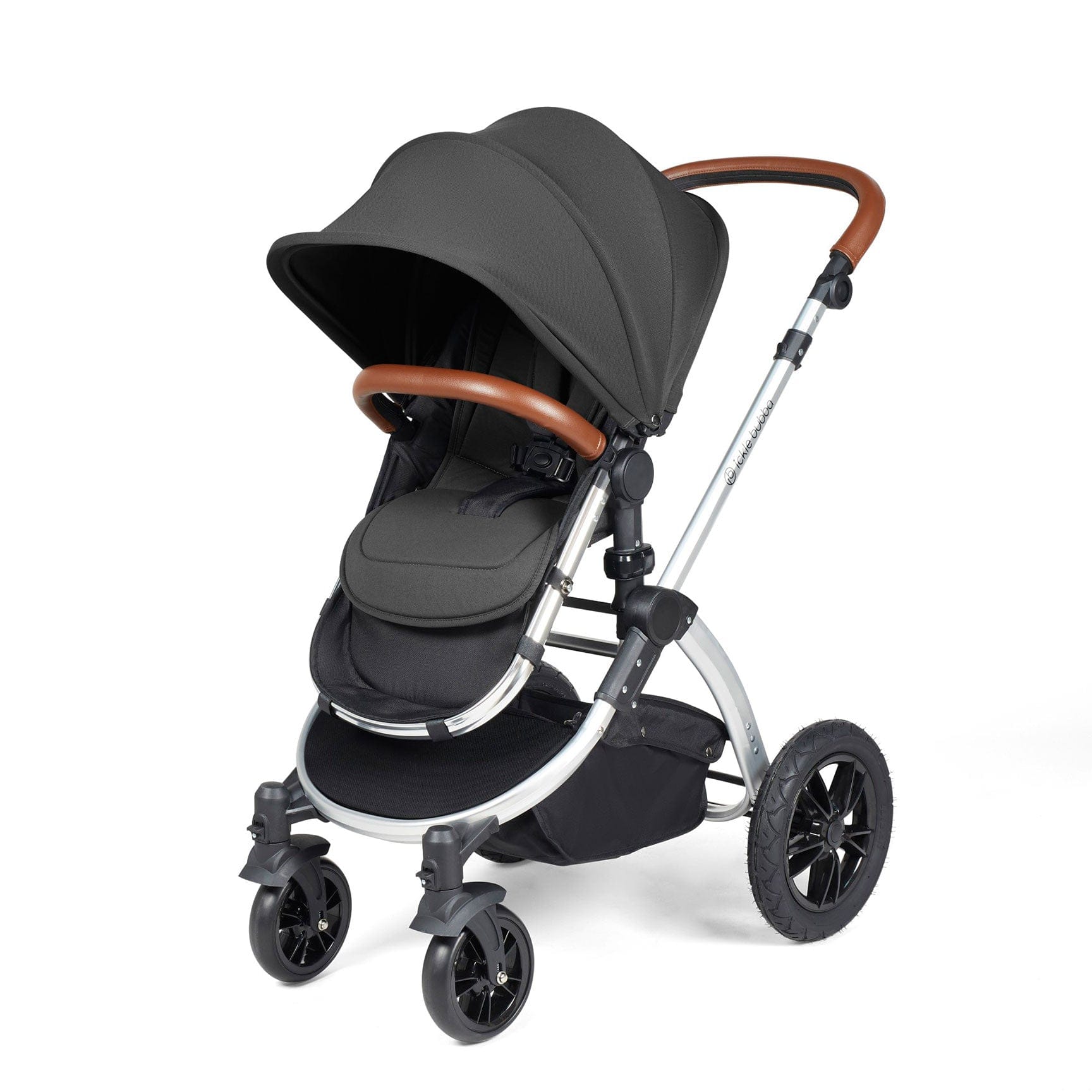 Ickle Bubba Stomp Luxe All-in-One Travel System with Isofix Base in Silver/Charcoal Grey/Tan Travel Systems 10-011-300-255 5056515026542