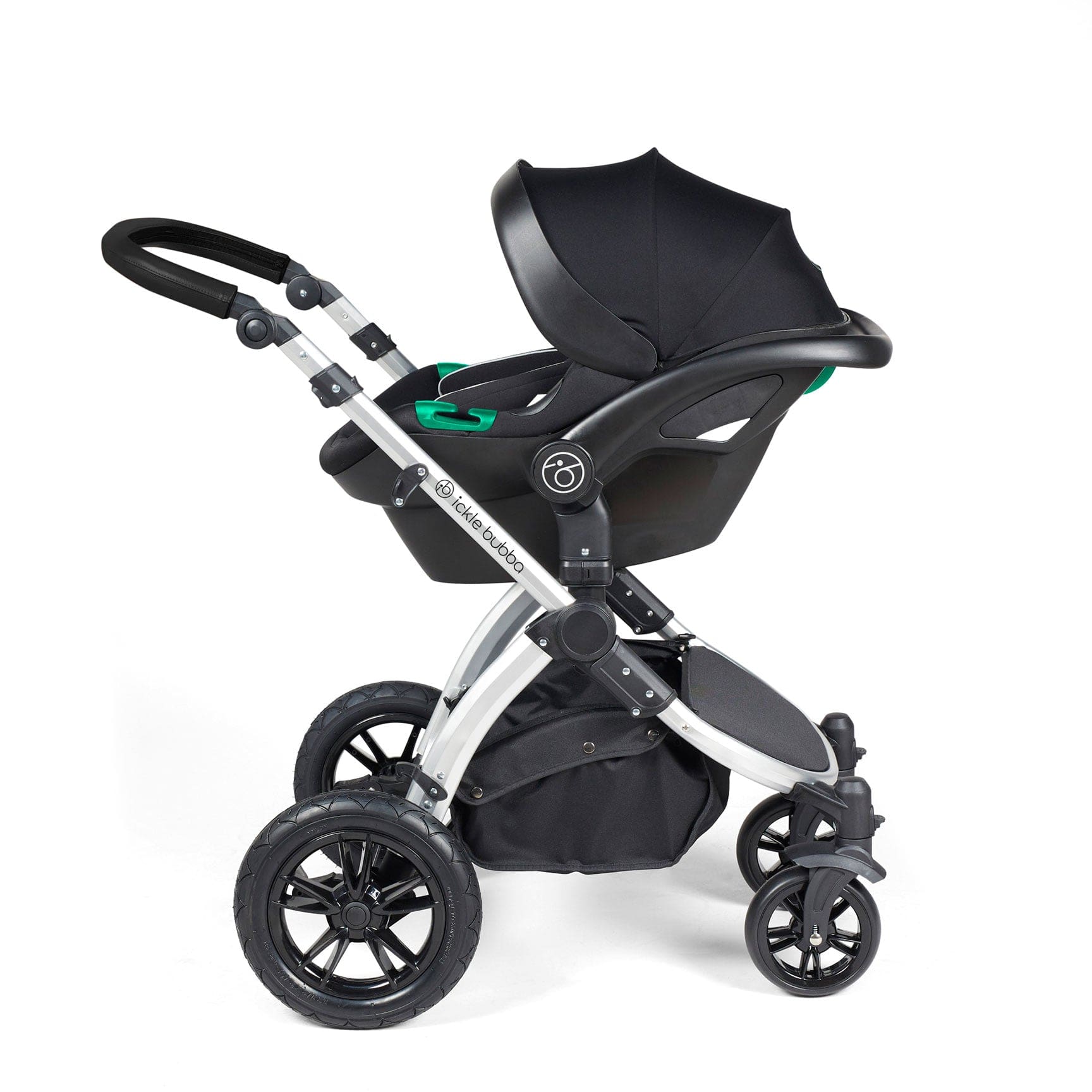 Ickle Bubba Stomp Luxe All-in-One Travel System with Isofix Base in Silver/Midnight/Black Travel Systems 10-011-300-249 5056515026535