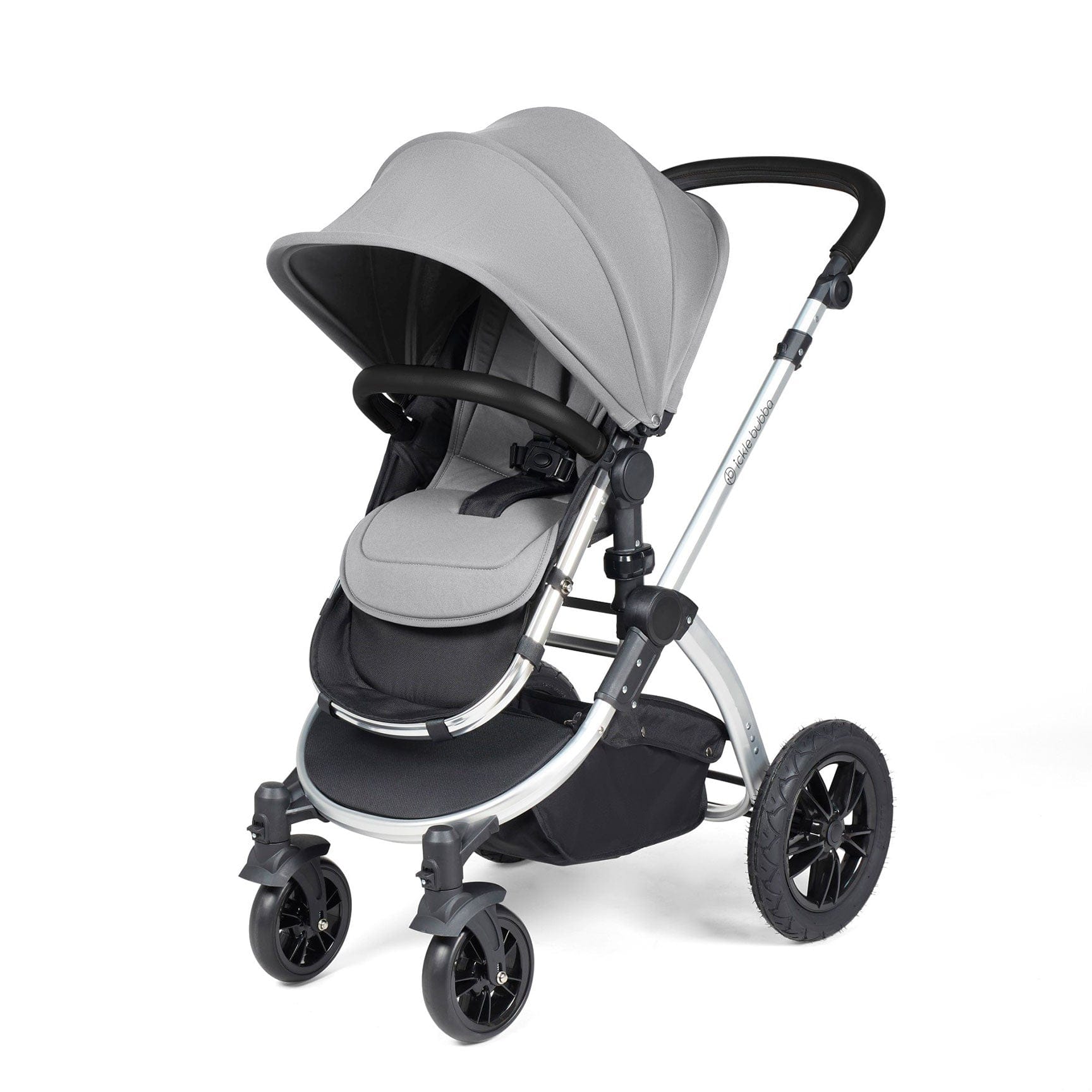 Ickle Bubba Stomp Luxe All-in-One Travel System with Isofix Base in Silver/Pearl Grey/Black Travel Systems 10-011-300-259 5056515026573