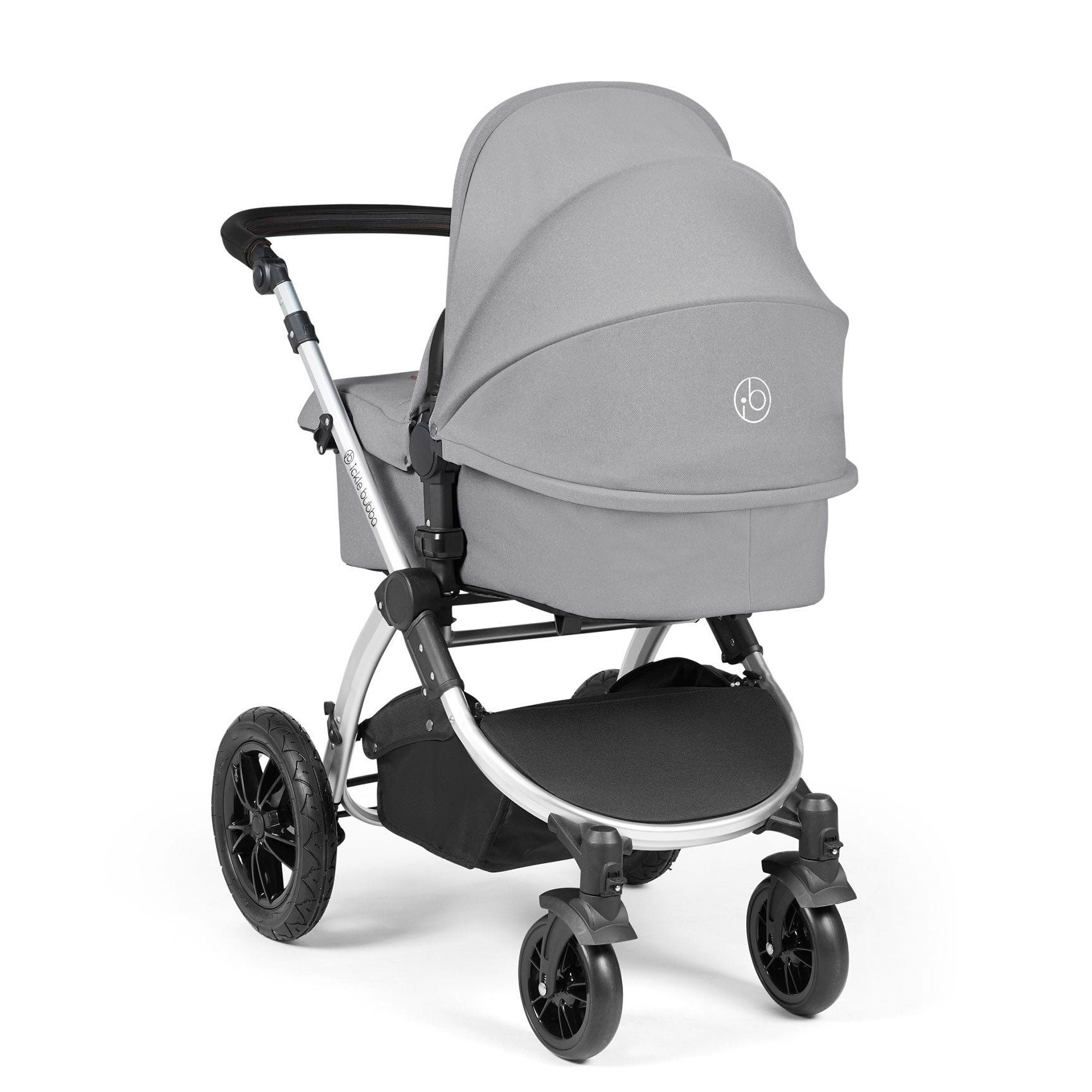 Ickle Bubba Stomp Luxe All-in-One Travel System with Isofix Base in Silver/Pearl Grey/Black Travel Systems 10-011-300-259 5056515026573