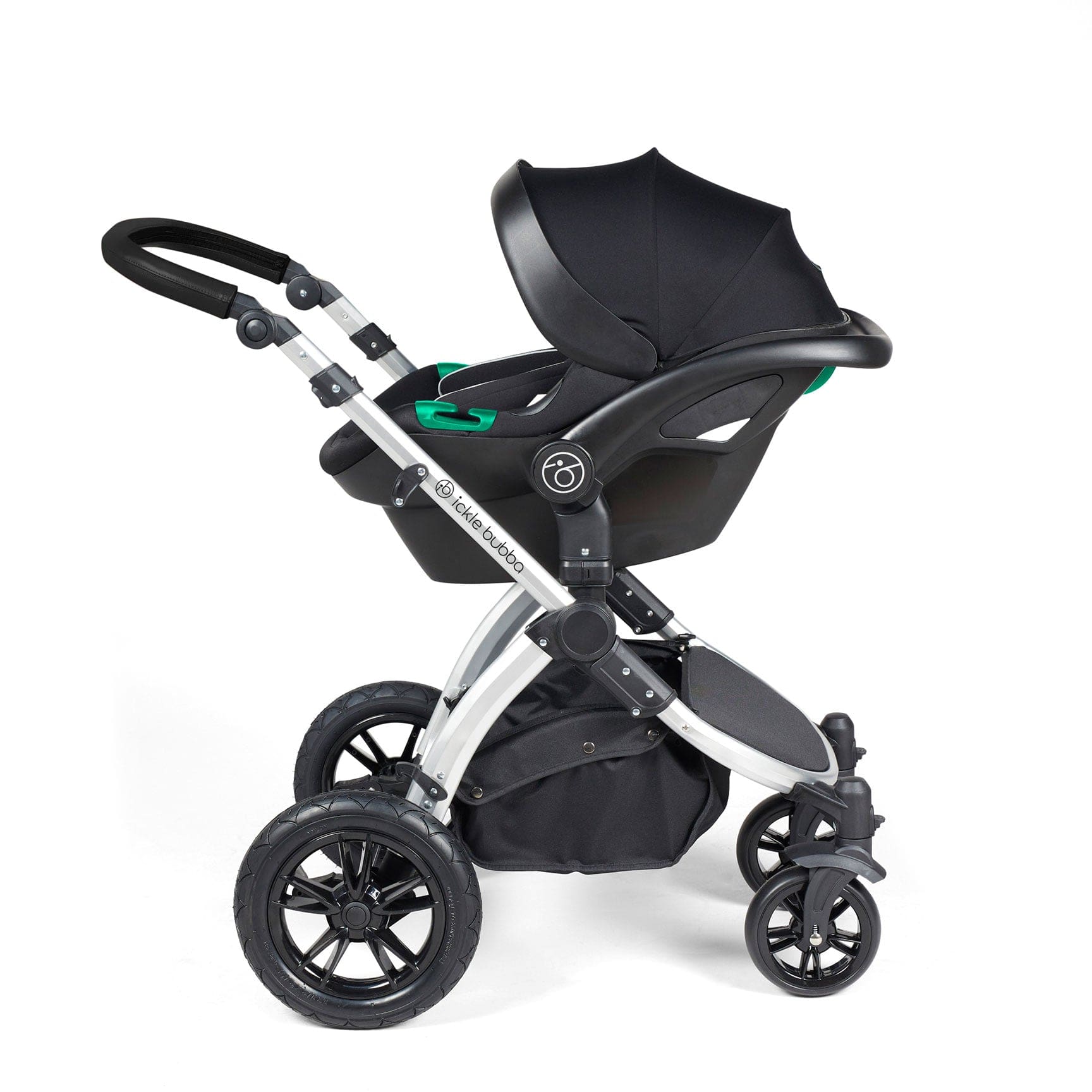 Ickle Bubba Stomp Luxe All-in-One Travel System with Isofix Base in Silver/Pearl Grey/Black Travel Systems 10-011-300-259 5056515026573
