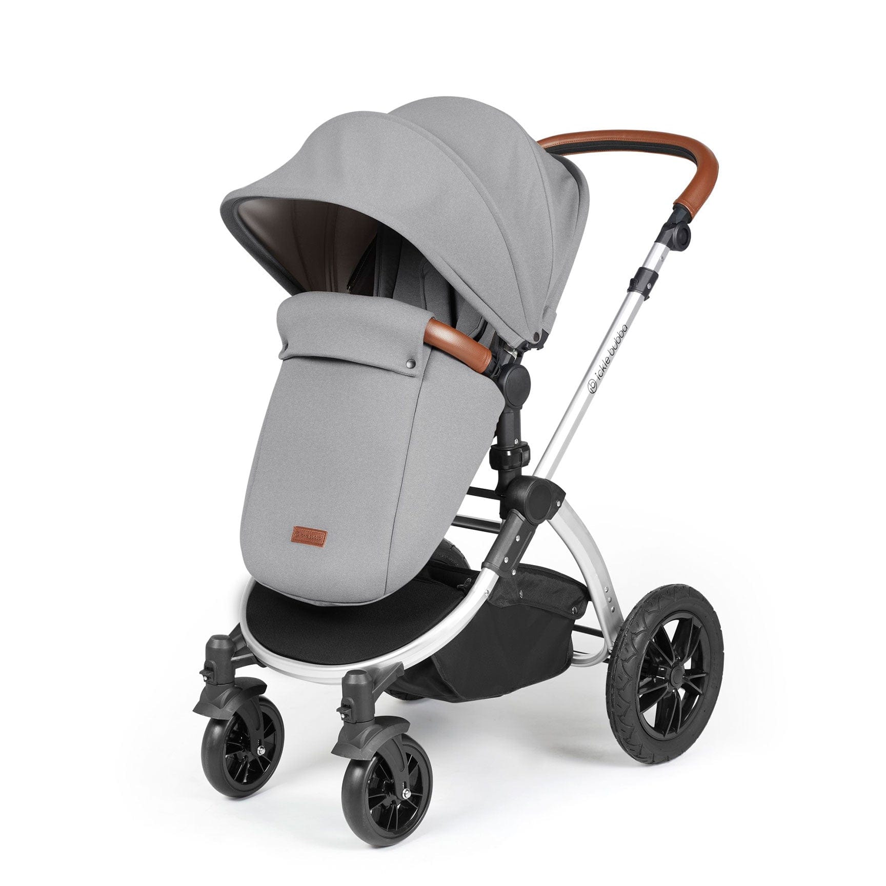 Ickle Bubba Stomp Luxe All-in-One Travel System with Isofix Base in Silver/Pearl Grey/Tan Travel Systems 10-011-300-260 5056515026566