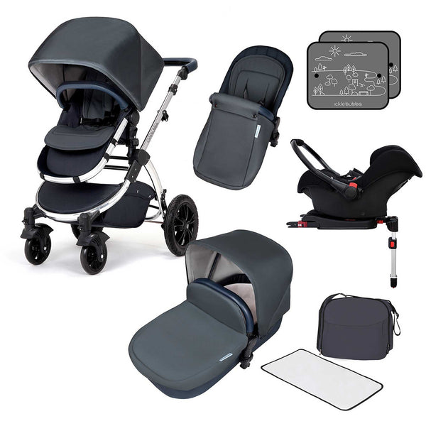 Ickle Bubba Stomp V4 Galaxy Travel System with ISOFIX Base Chrome/Blueberry Travel Systems 10-004-200-025 0700355998761
