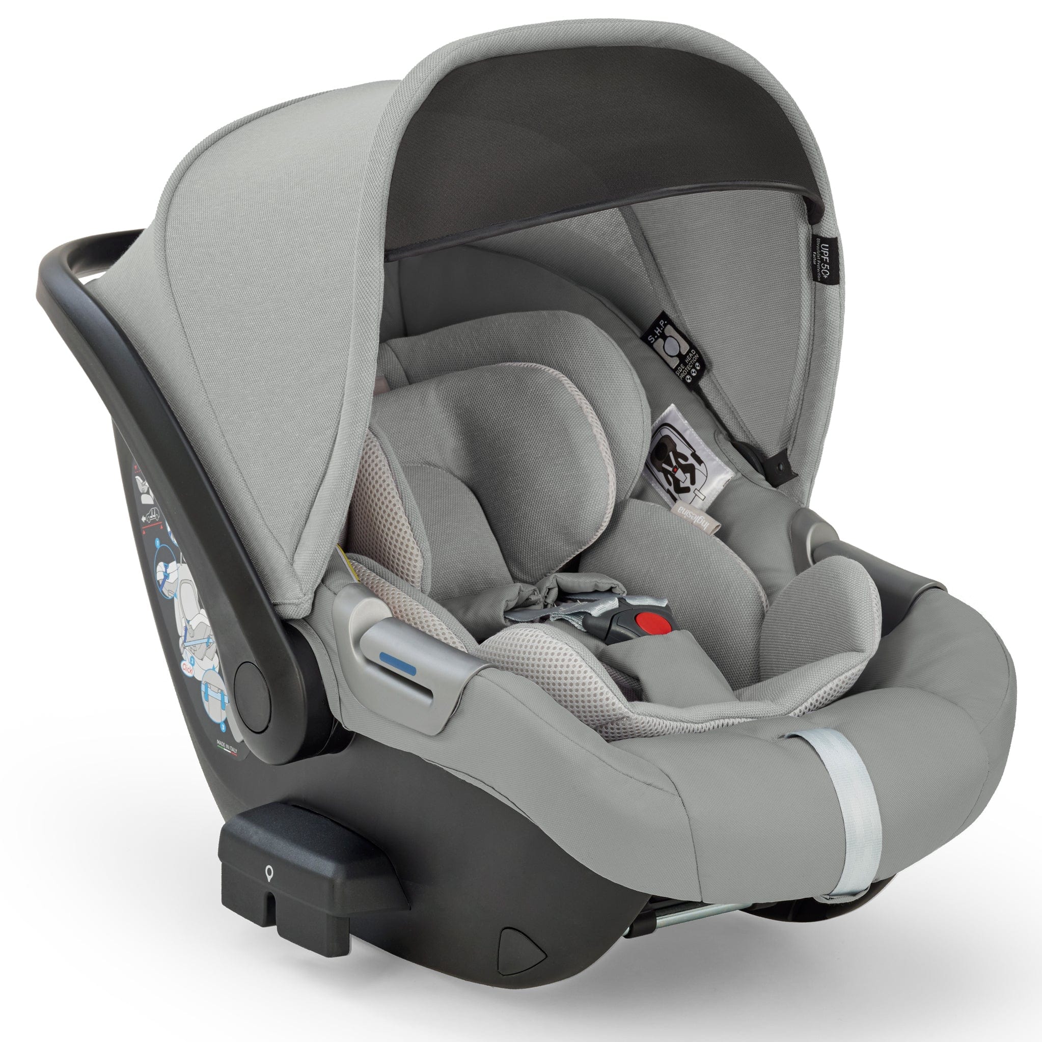 Inglesina Electa System Quattro in Greenwich Silver with Darwin car seat and i-Size base Travel Systems ELC-GRE-SIL 8029448084146