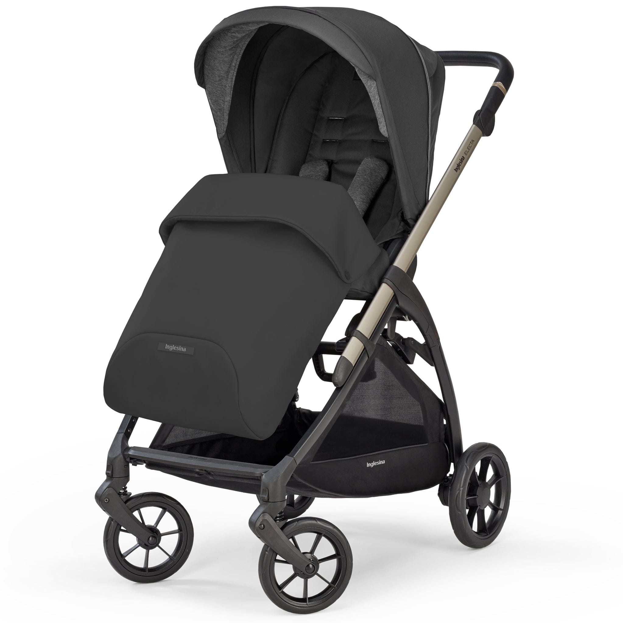 Inglesina Electa System Quattro in Upper Black with Darwin car seat and i-Size base Travel Systems ELC-UPP-BLK 8029448084160