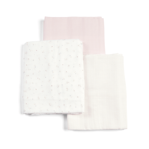 Mamas & Papas Welcome To The World 3pk Muslin Squares Large Floral Muslins & Swaddling 7233WW301 5057232514565