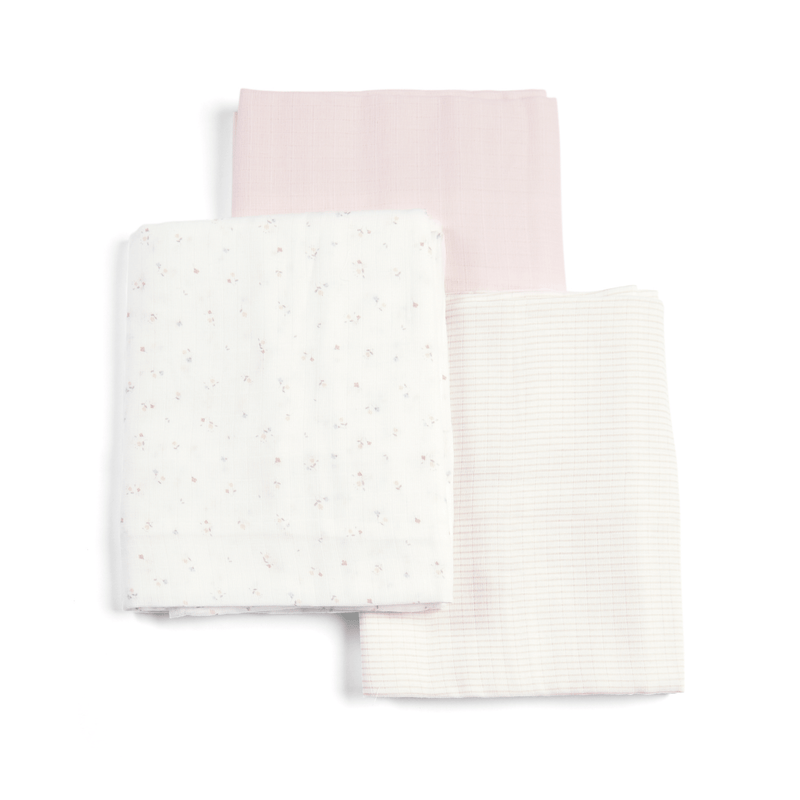 Mamas & Papas Welcome To The World 3pk Muslin Squares Large Floral Muslins & Swaddling 7233WW301 5057232514565