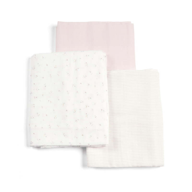 Mamas & Papas Welcome To The World 3pk Muslin Squares Large Floral Muslins & Swaddling 7233WW301 5057232514565