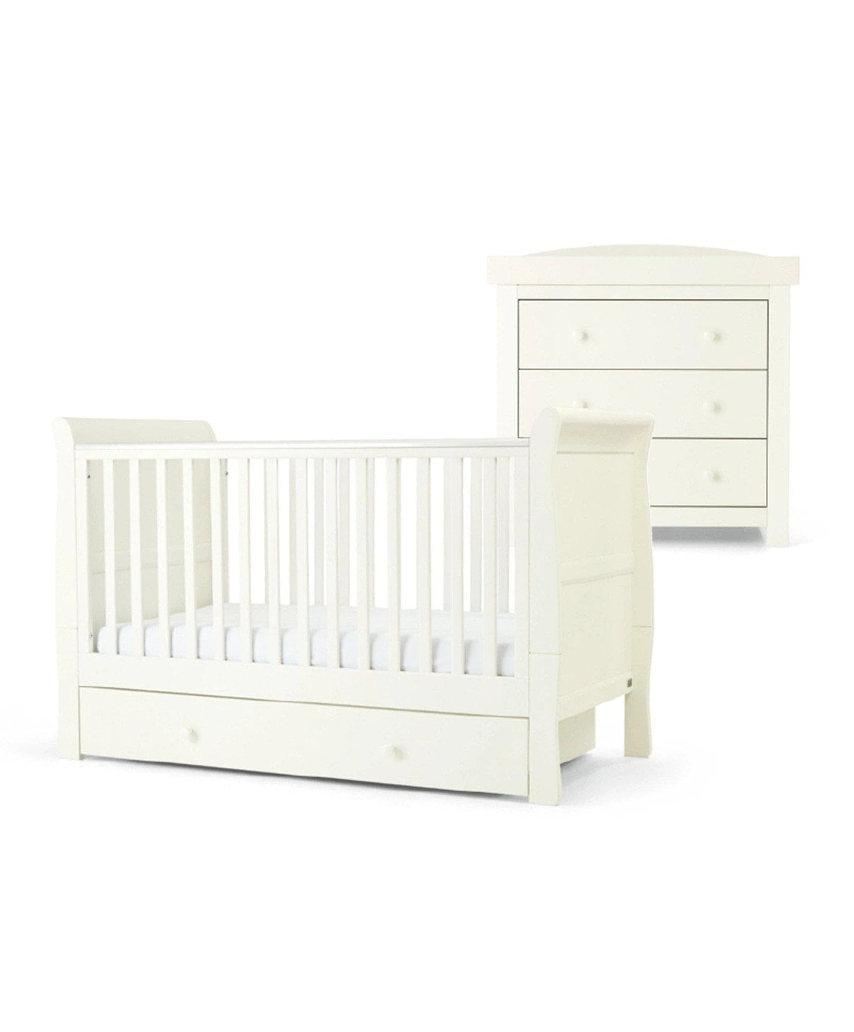 Mama & Papas Mia Sleigh 2 Piece Cotbed Roomset White Nursery Room Sets SEMD02W00 5057232470489