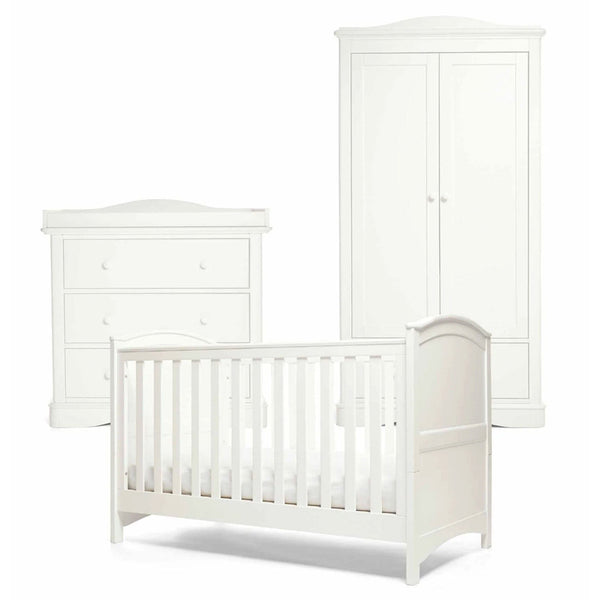Mamas & Papas Flyn 3 Piece Cotbed and Dresser Changer Set in White Nursery Room Sets