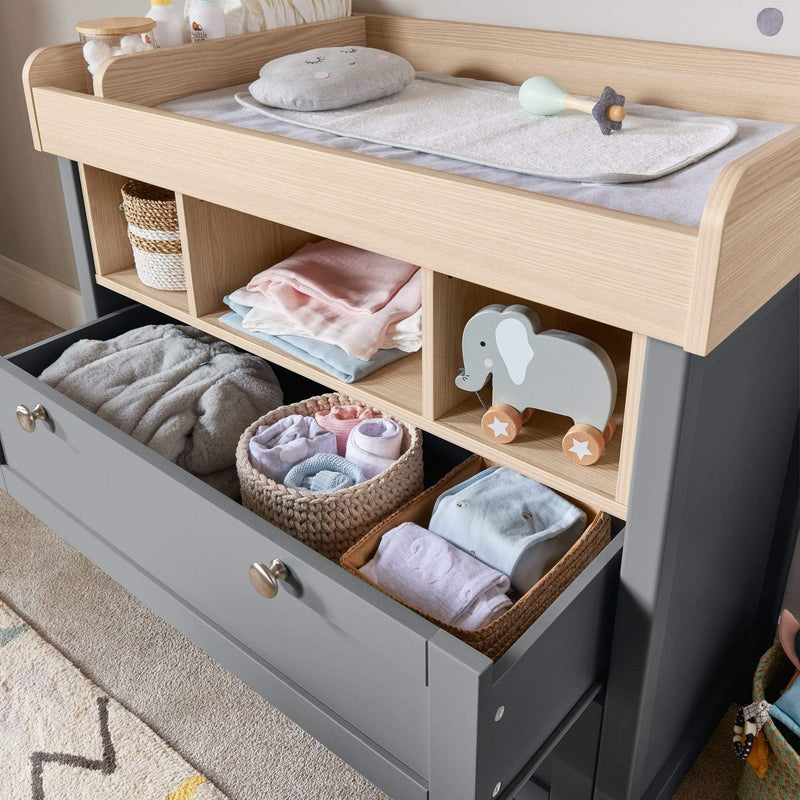 Mamas & Papas Harwell 3 Piece Cotbed Range Grey/Oak Nursery Room Sets RAHL1TM00 5057232688129