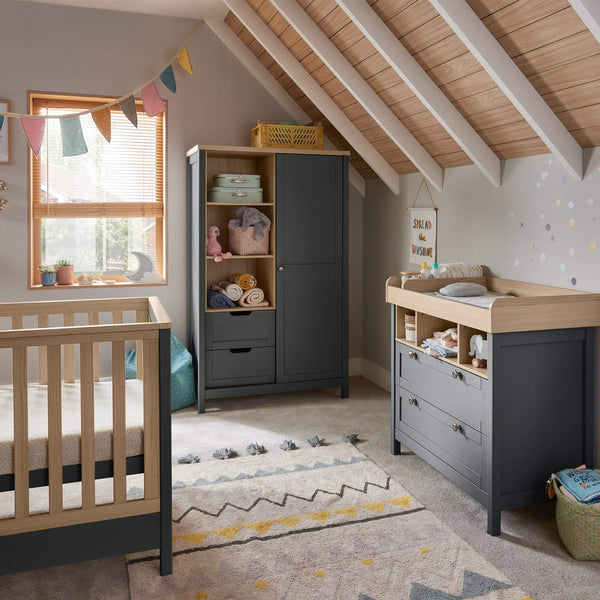 Mamas & Papas Harwell 3 Piece Cotbed Range Grey/Oak Nursery Room Sets RAHL1TM00 5057232688129