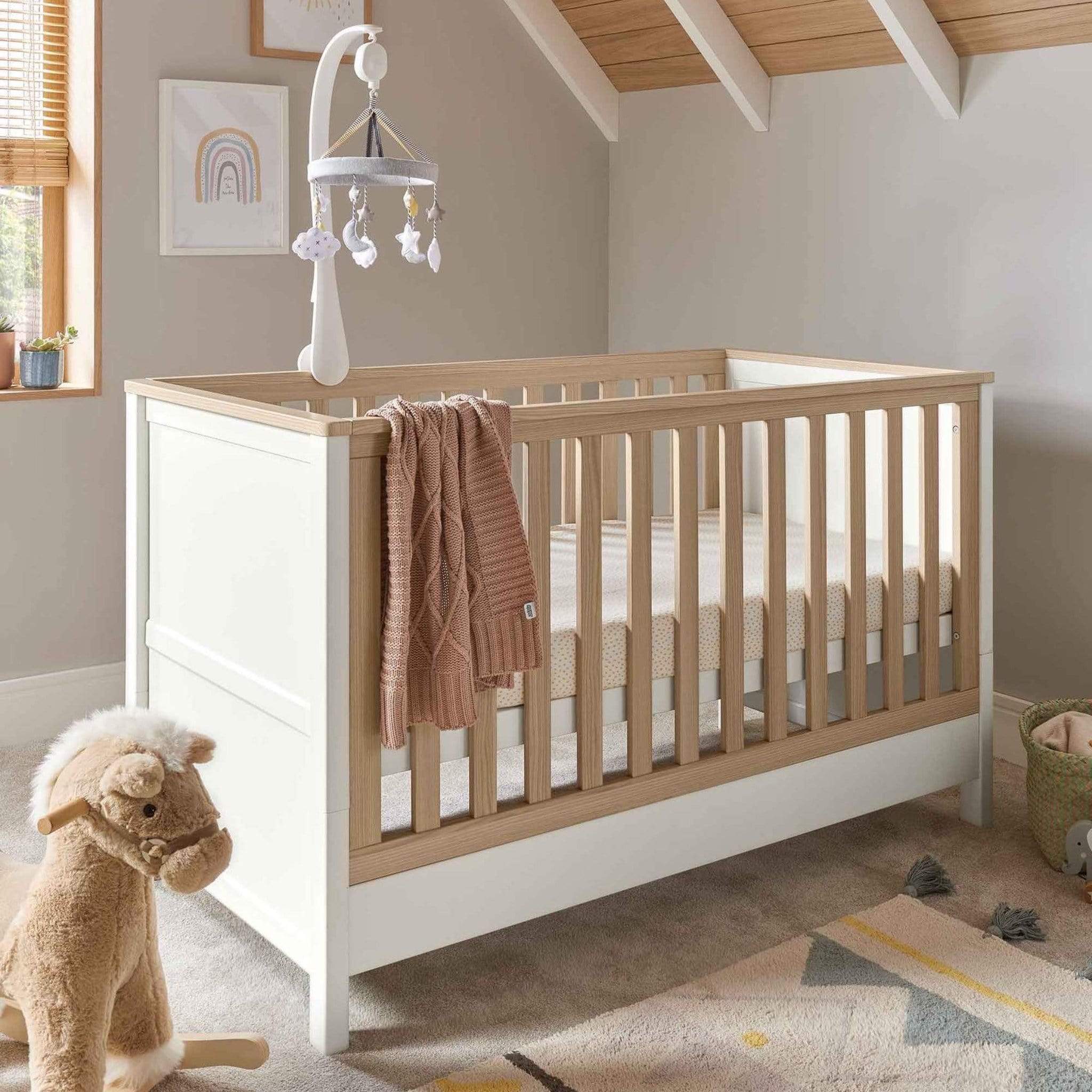 Mamas & Papas Harwell 3 Piece Cotbed Range White/Oak Nursery Room Sets