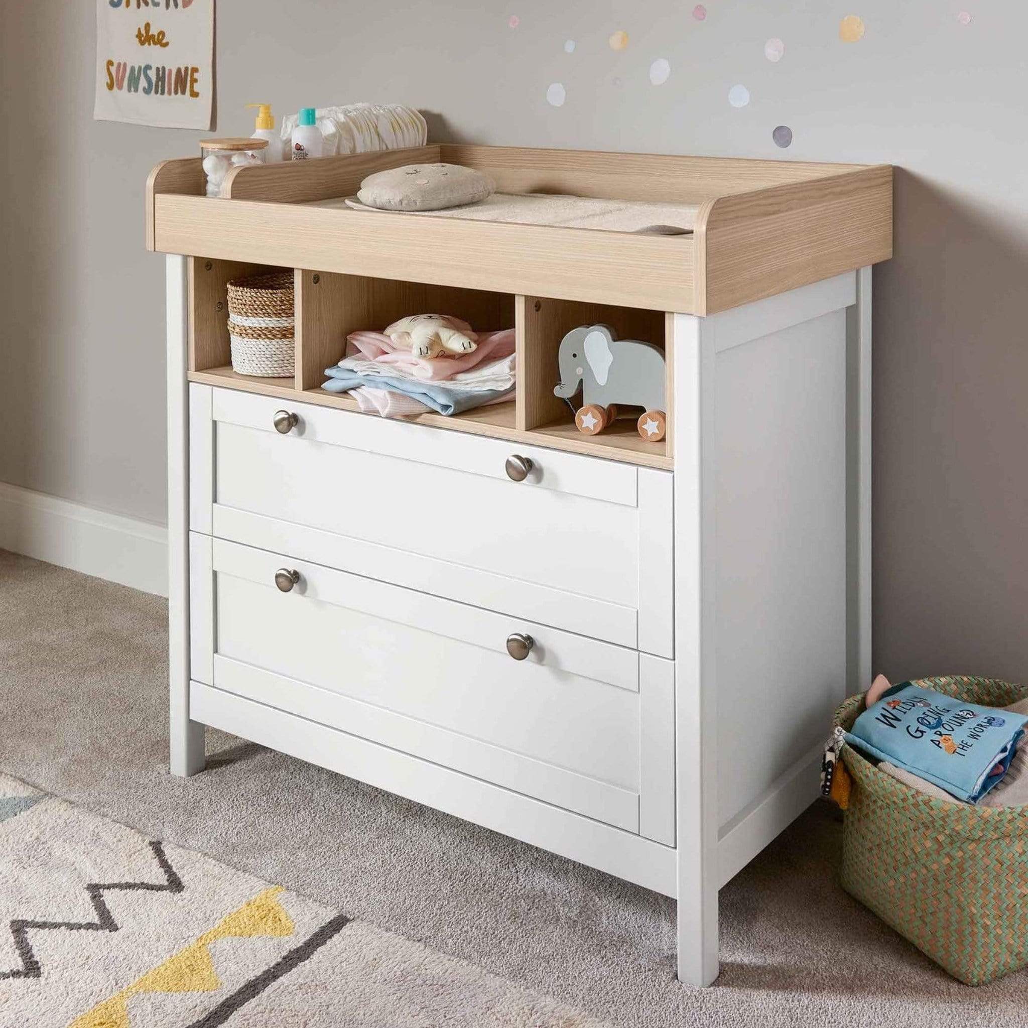 Mamas & Papas Harwell 3 Piece Cotbed Range White/Oak Nursery Room Sets