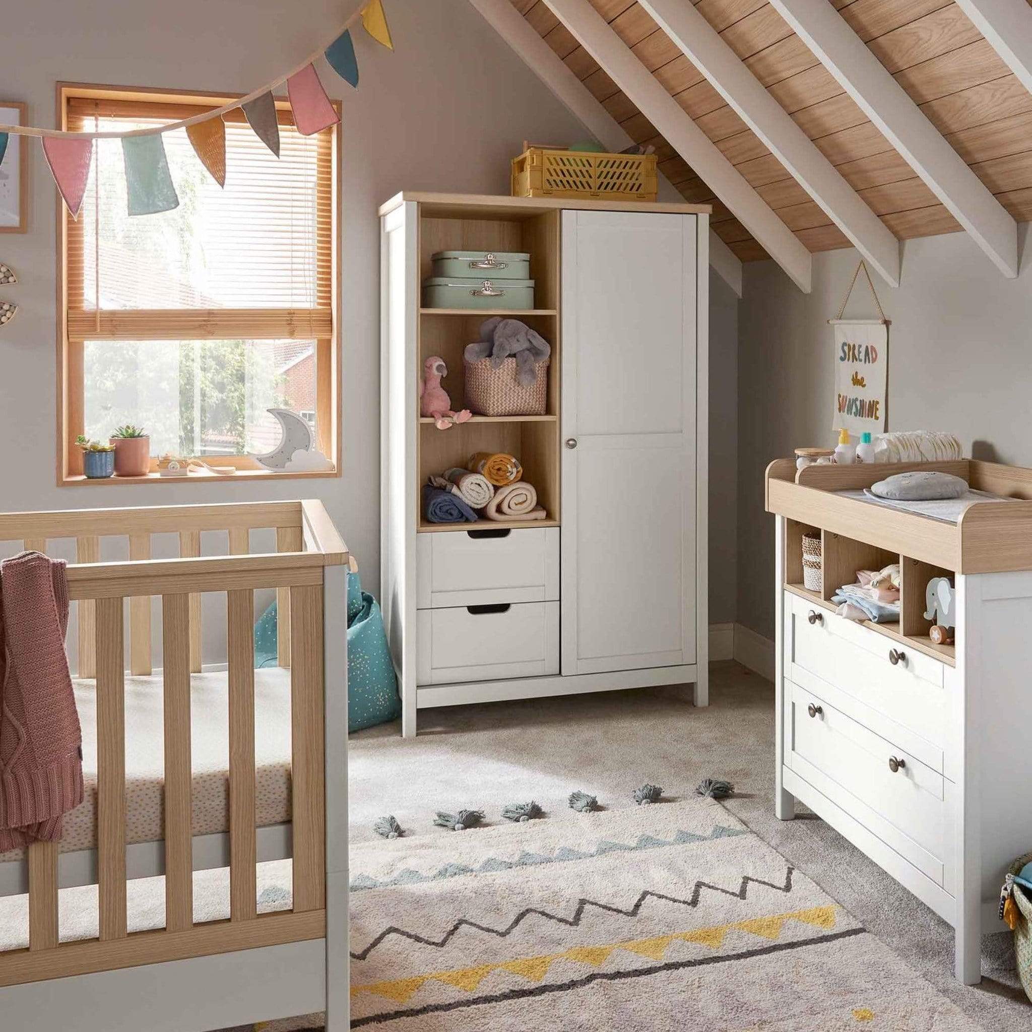 Mamas & Papas Harwell 3 Piece Cotbed Range White/Oak Nursery Room Sets