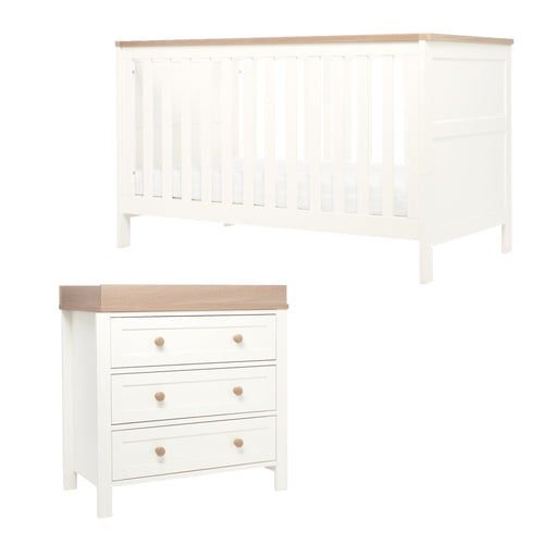 Mamas & Papas Wedmore 2 Piece Cotbed Set in White/Natural Nursery Room Sets
