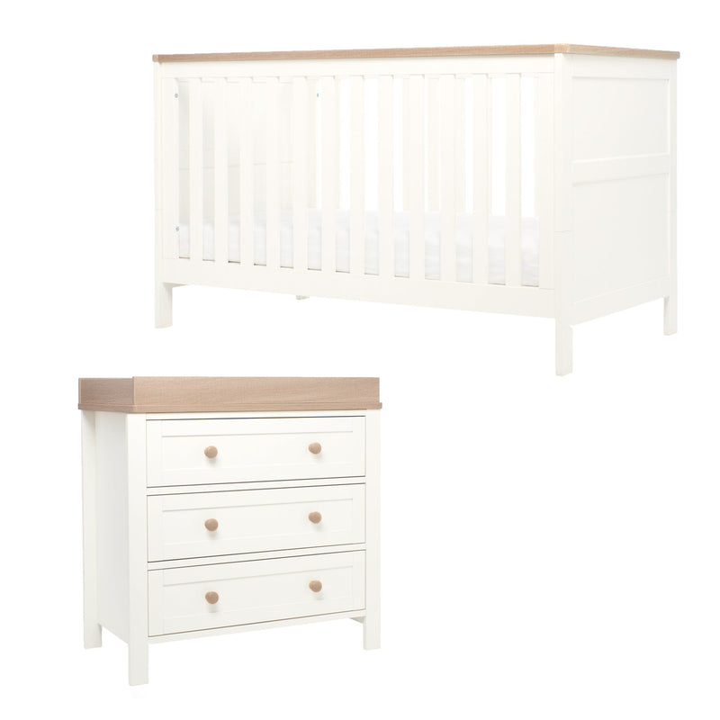 Mamas & Papas Wedmore 2 Piece Cotbed Set in White/Natural Nursery Room Sets