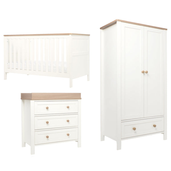 Mamas & Papas Wedmore 3 Piece Cotbed Range in White/Natural Nursery Room Sets