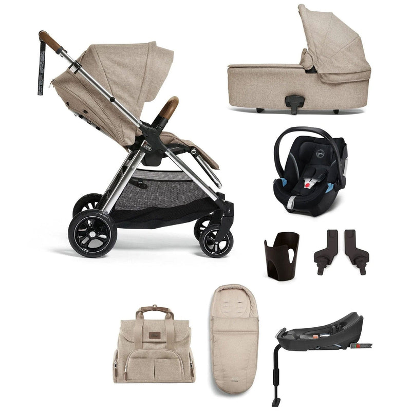 Mamas & Papas Flip XT³ 8 Piece Essentials Bundle with Car Seat in Biscuit Travel Systems