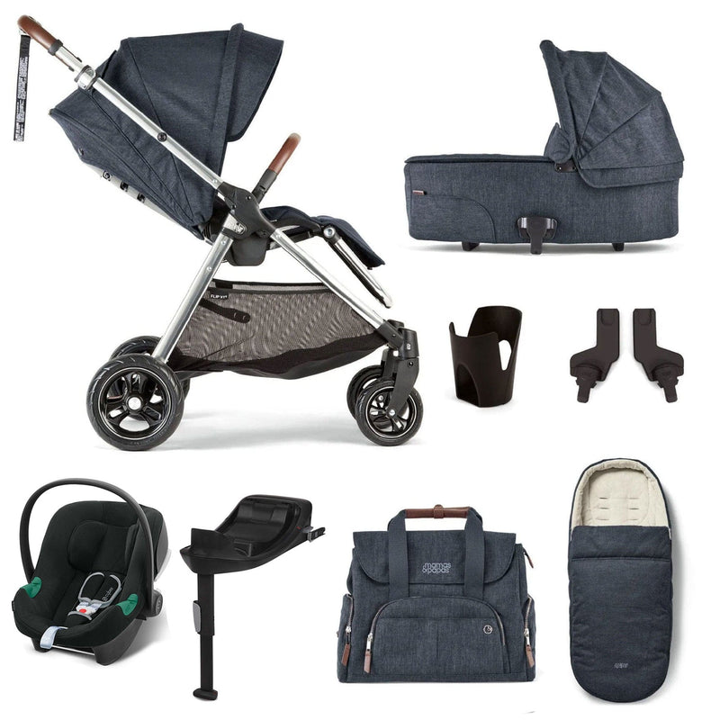 Mamas & Papas Flip XT³ 8 Piece Essentials Bundle with Car Seat in Navy Flannel Travel Systems 13027-NVY 5057232595991