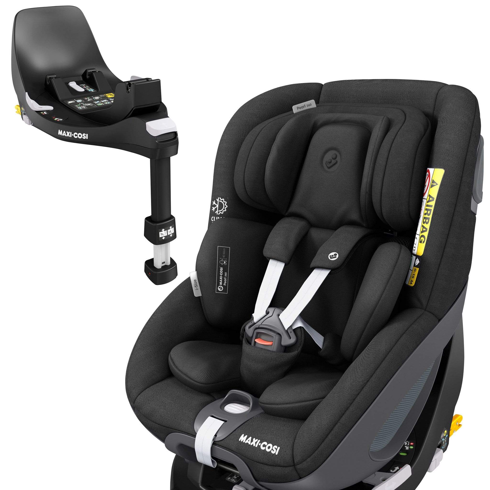 Maxi Cosi Pearl 360 & Family Fix 360 Base Bundle Authentic Black i-Size Car Seats 8340-AUT-BLK 8712930170310