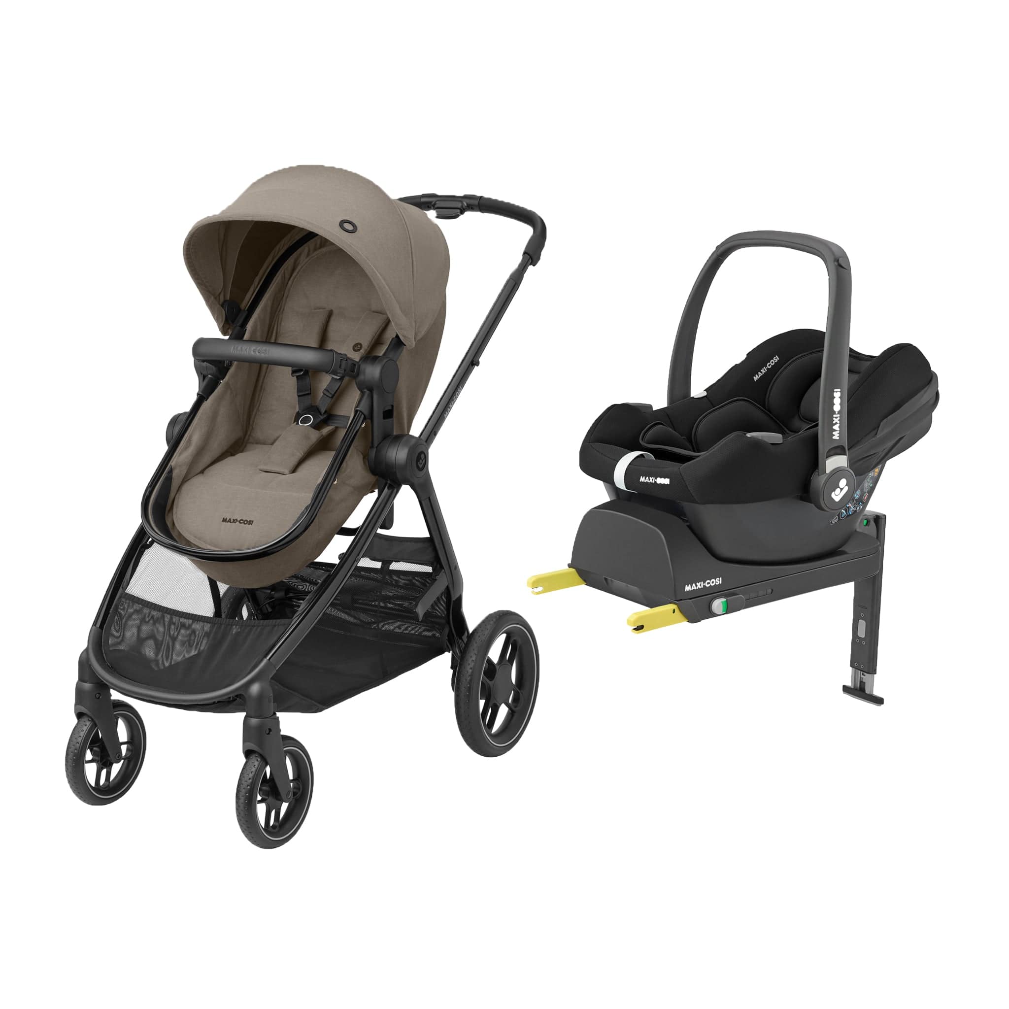 Maxi-Cosi Zelia Luxe Cabriofix i-Size & Base Travel System in Twillic Truffle Pushchairs & Buggies 11073-TWI-TRU 3220660337972