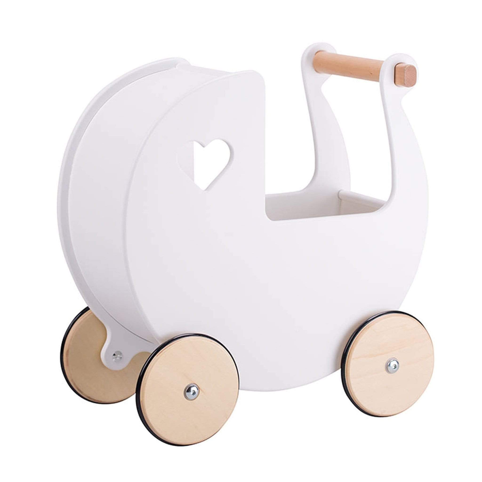 Moover Wooden Dolls Pram White Push Along Toys MVPRAMW 5708062210003