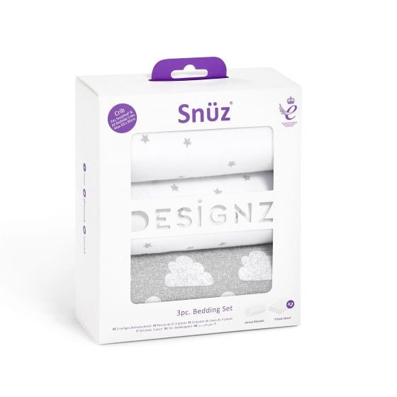 SnüzPod 3 Piece Crib Bedding Set Cloud Nine Cot & Cot Bed Sheets BD028AH 5060730240348