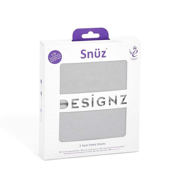 SnüzPod Fitted Crib Sheets 2pk Grey Cot & Cot Bed Sheets BD028BM 5060730240485