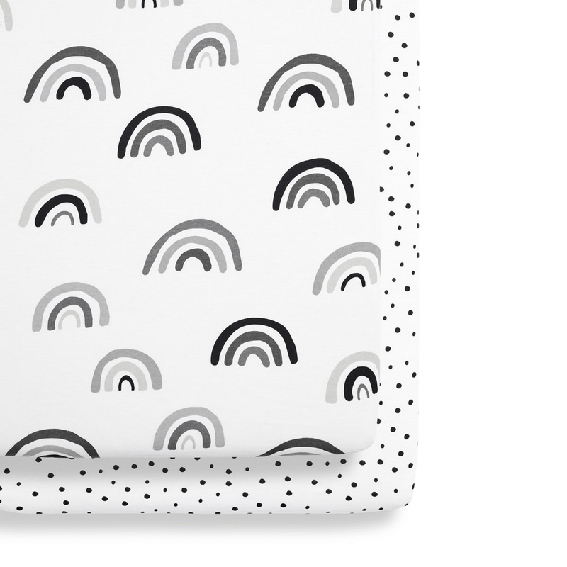SnüzPod Fitted Crib Sheets 2pk Mono Rainbow Cot & Cot Bed Sheets BD028BI 5060730240454
