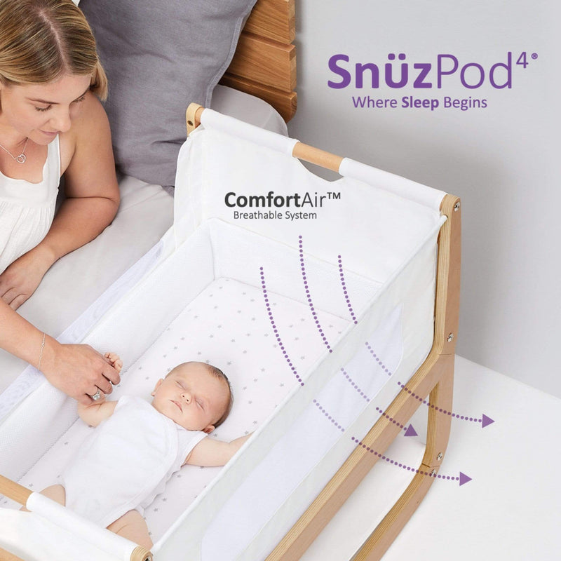 SnüzPod 4 Bedside Crib Dove Grey Cribs FN014D 5060730241581