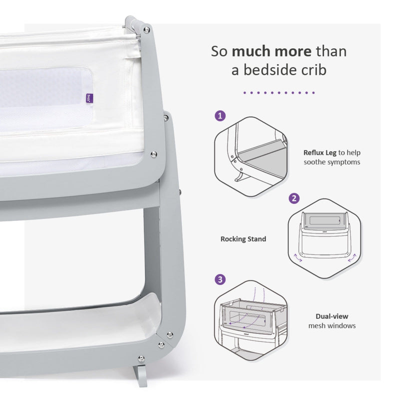 SnüzPod 4 Bedside Crib Dove Grey Cribs FN014D 5060730241581