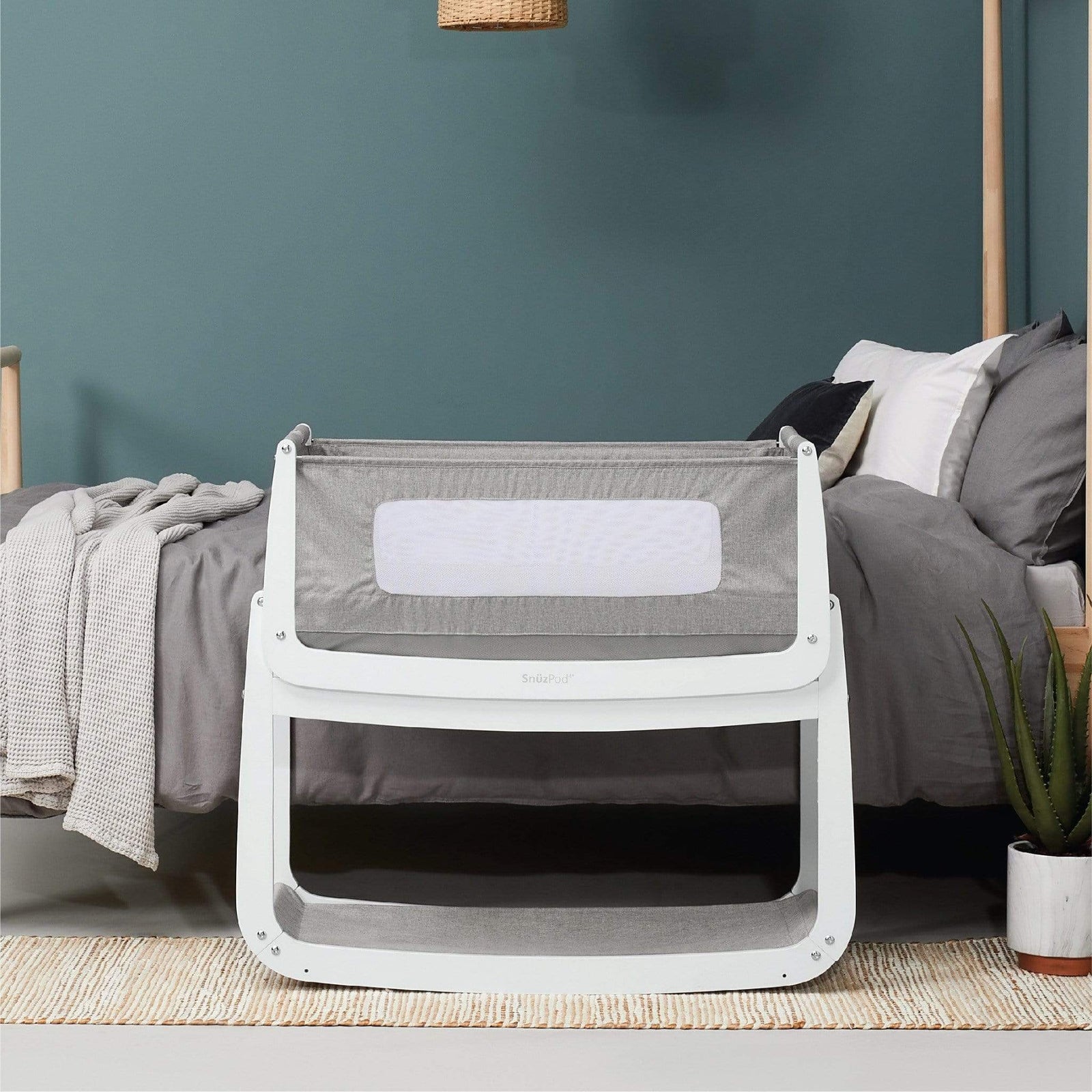 SnüzPod 4 Bedside Crib Dusk Grey Baby & Co Bristol
